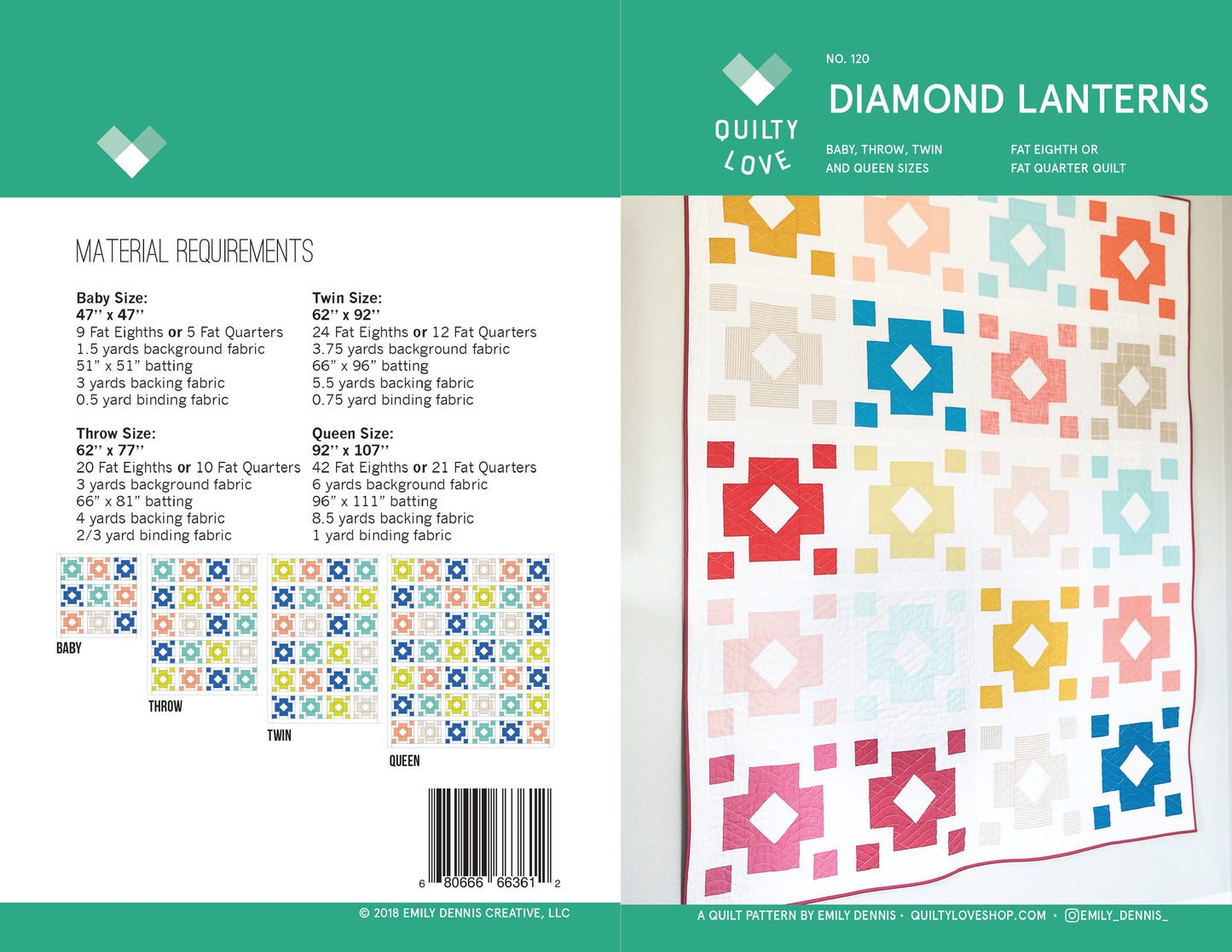 Diamond Lanterns PDF Quilt Pattern-Automatic download