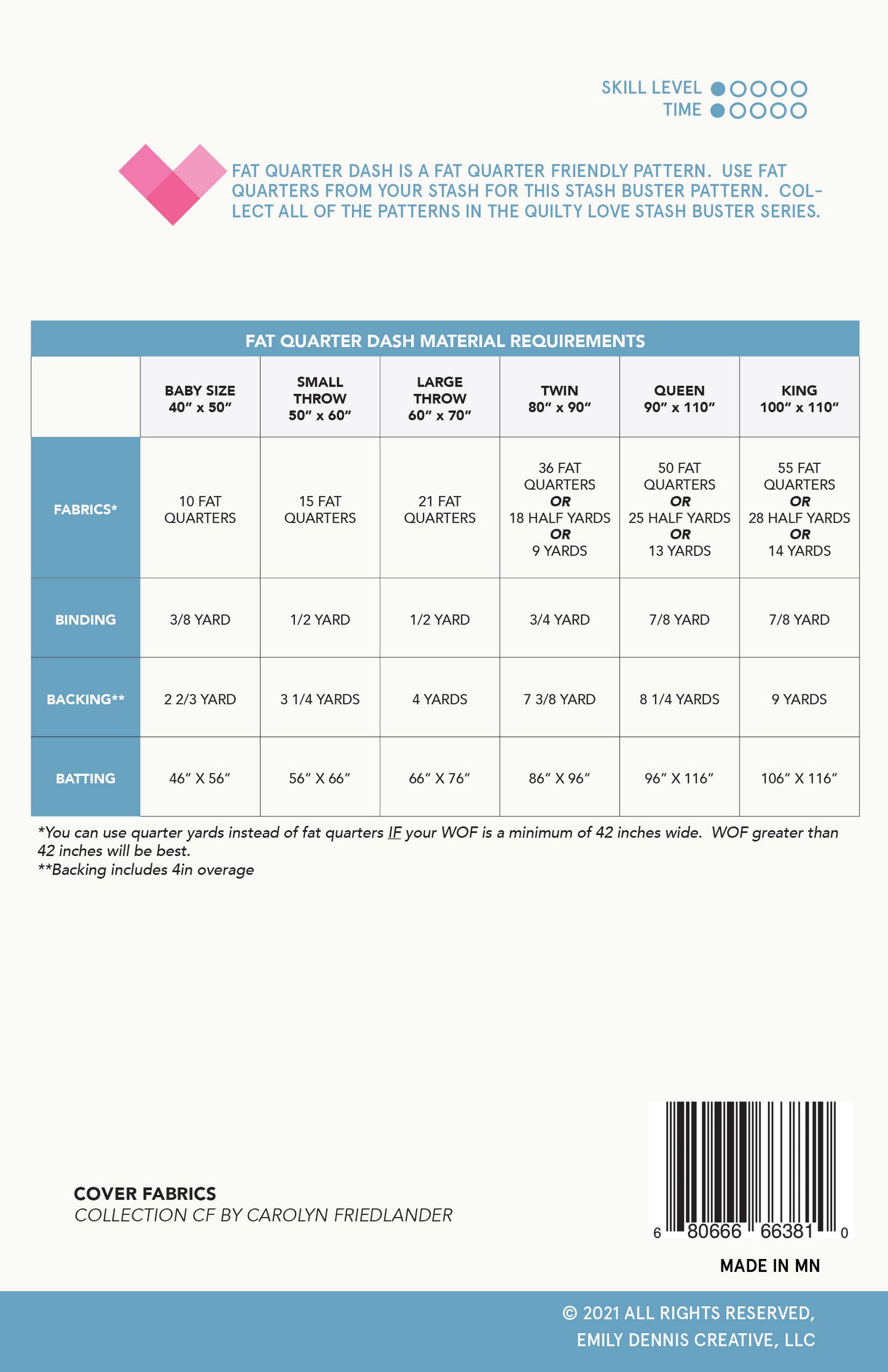 Fat Quarter Dash PAPER Quilt Pattern