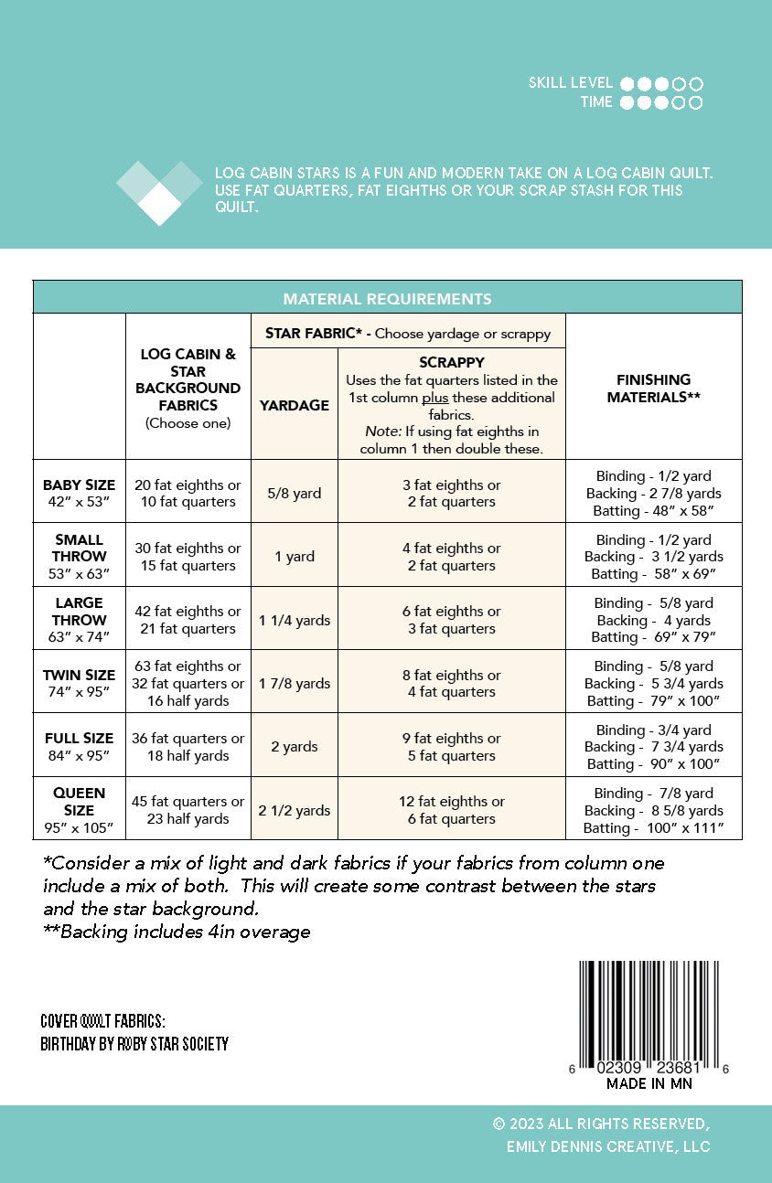 Log Cabin Stars PDF Quilt Pattern-Automatic Download