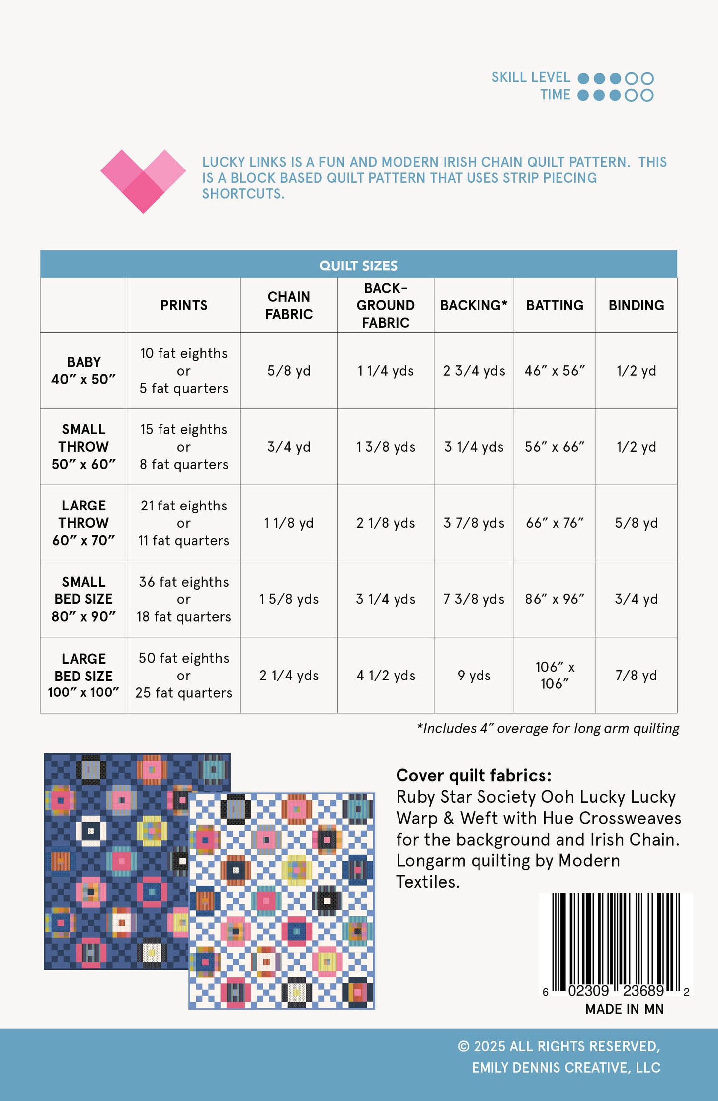 Lucky Links Irish Chain PAPER Quilt Pattern - mailed booklet