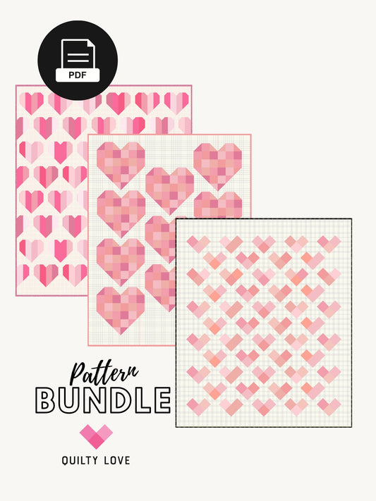 HEART BUNDLE II -Infinite Hearts, Quilty Hearts and Scrappy Hearts PDF quilt pattern bundle - Automatic Download