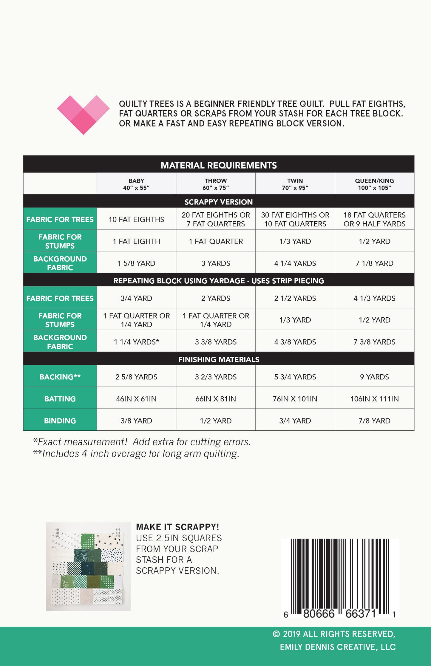Quilty Trees PAPER quilt pattern