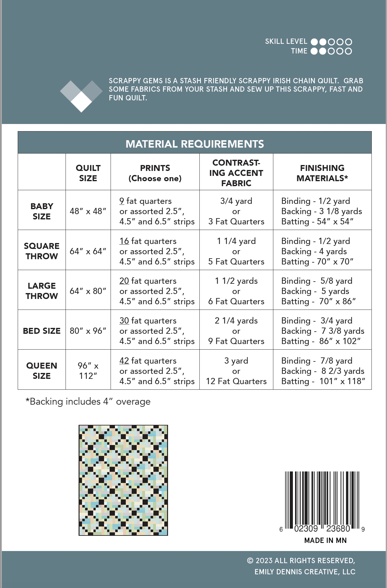 Scrappy Gems Quilt Pattern-PRINTED PATTERN