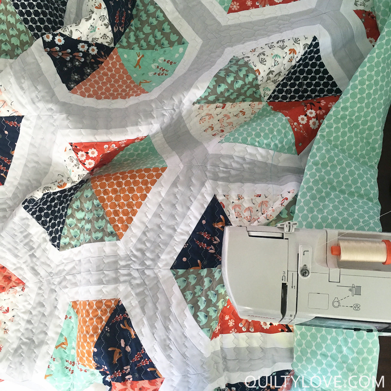 Triangle Hexies handmade quilt