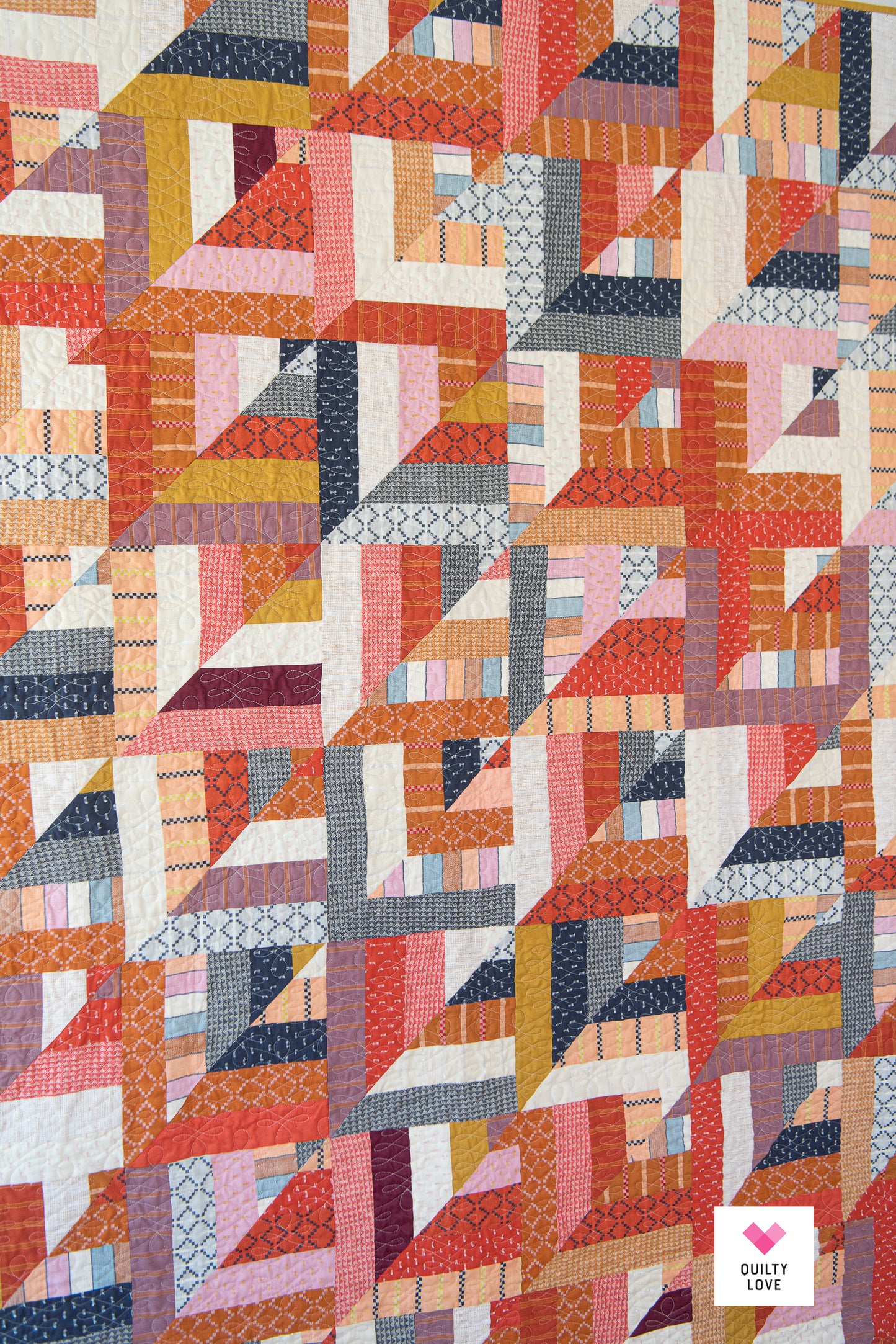 Lucky Log Cabins Ruby Star Warp and Weft handmade quilt
