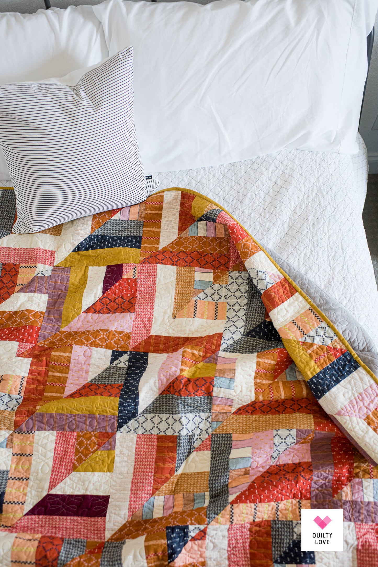 Lucky Log Cabins Ruby Star Warp and Weft handmade quilt
