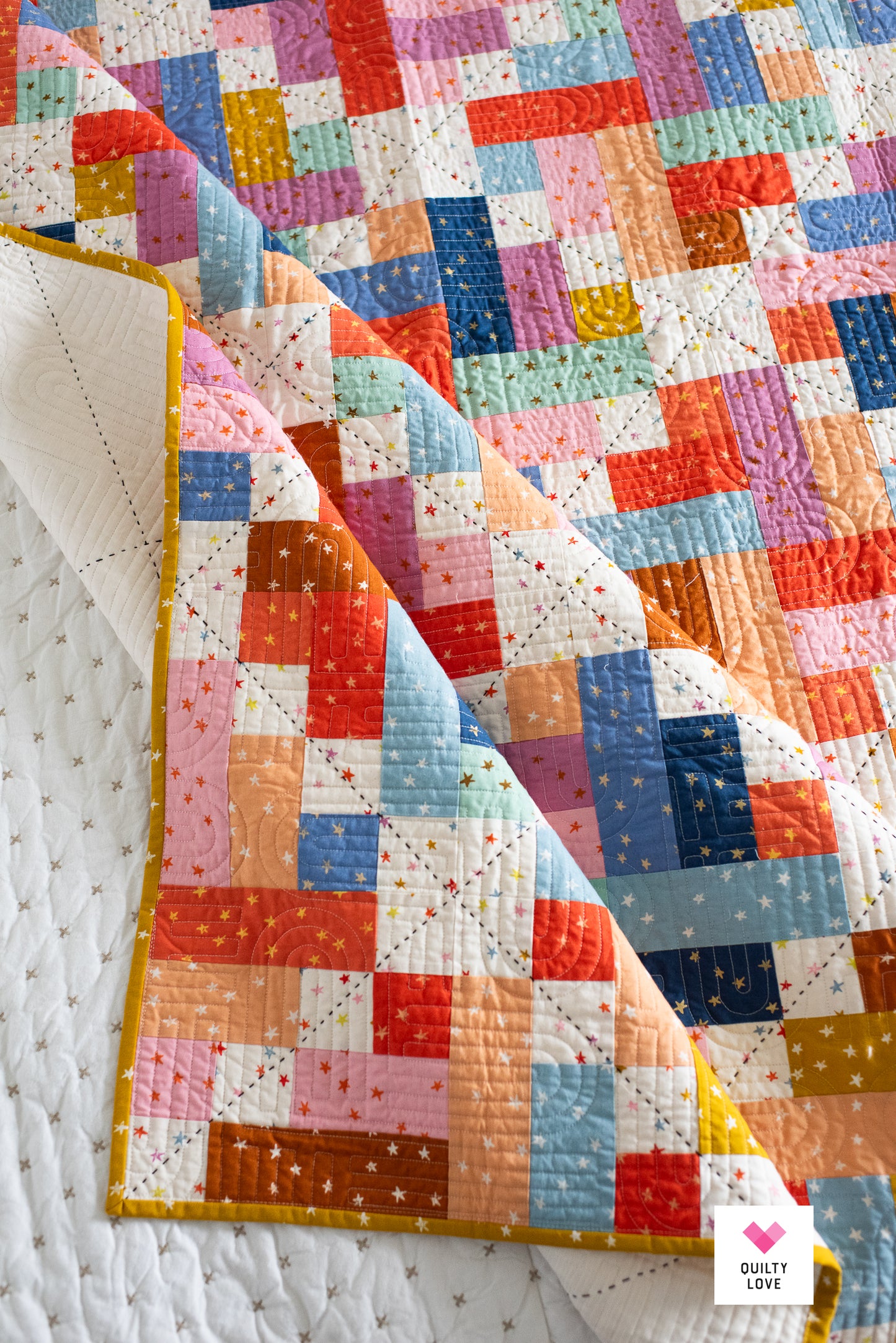 Scrappy Gems Starry handmade quilt