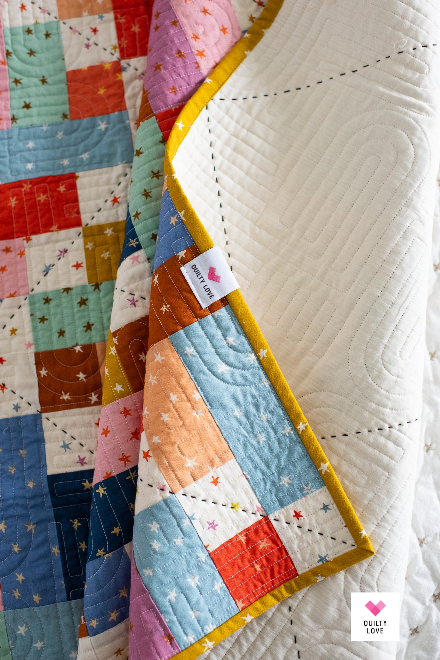 Scrappy Gems Starry handmade quilt