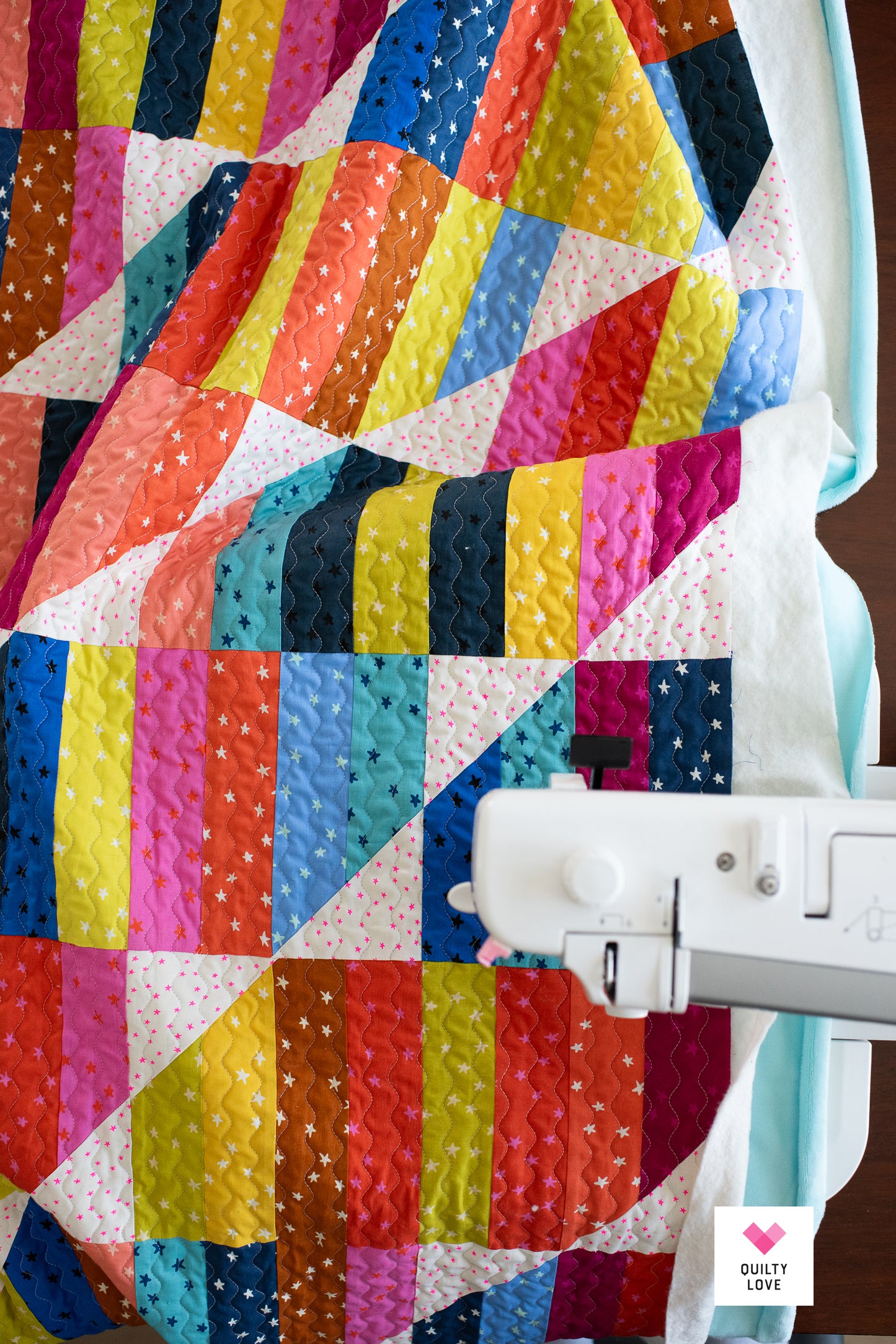 Happy Stripes Starry handmade quilt