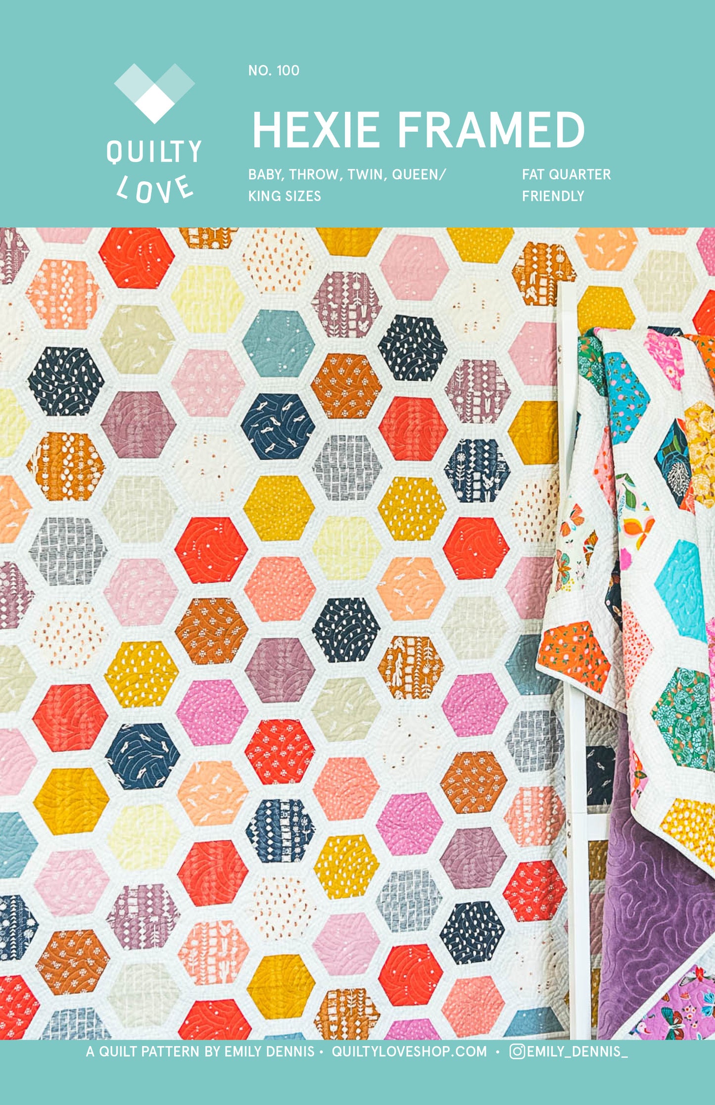 Hexie Framed PAPER Quilt Pattern