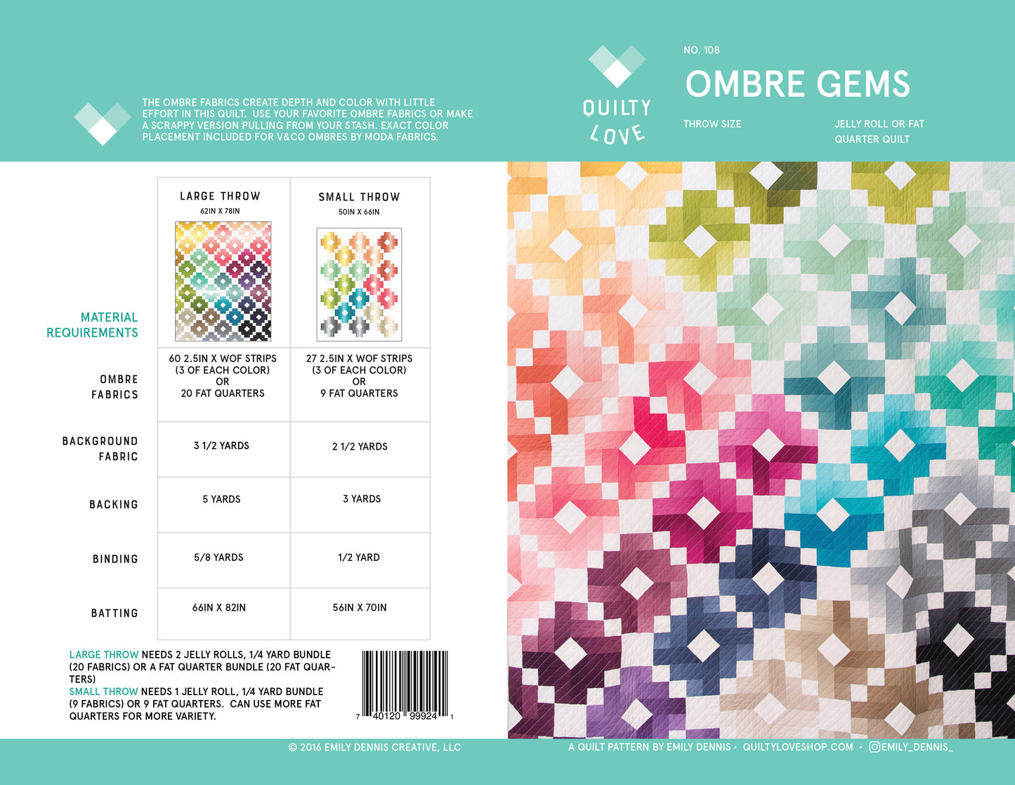 Ombre Gems PAPER quilt pattern