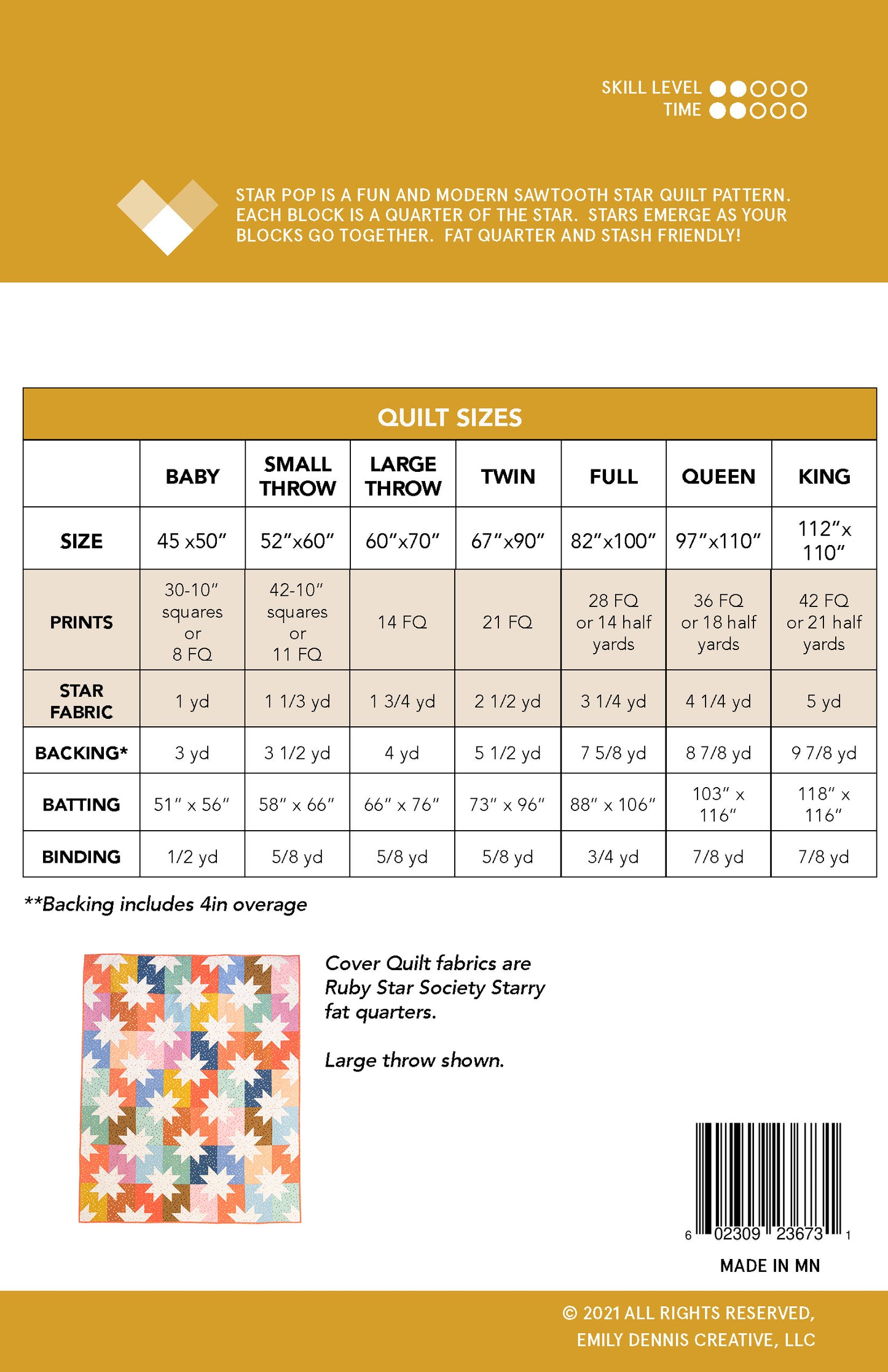 Star Pop PAPER Quilt Pattern