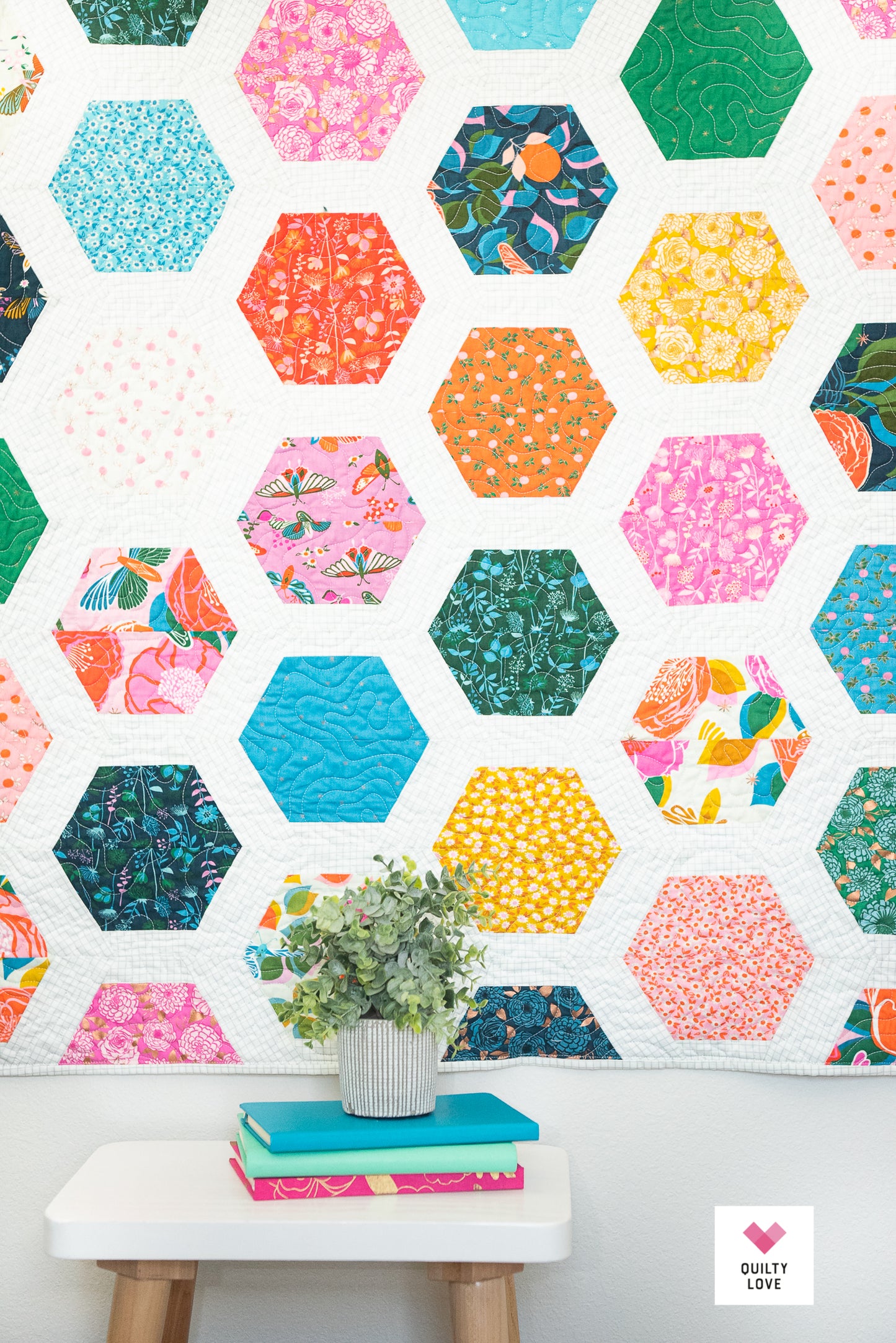 Hexie Framed PAPER Quilt Pattern