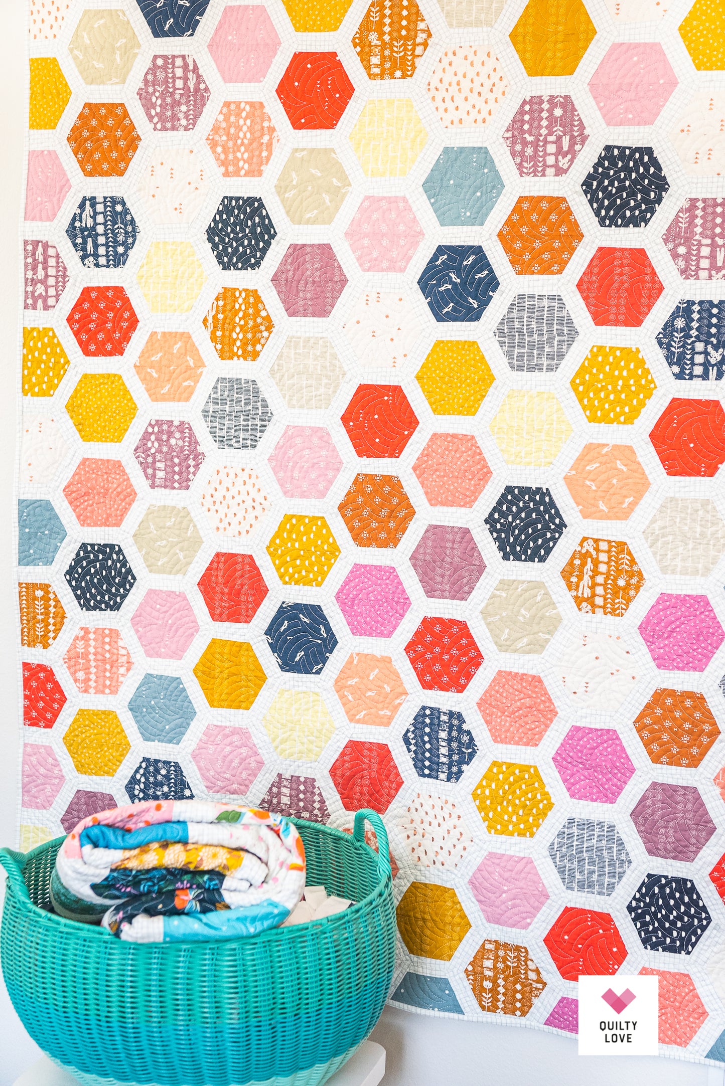Hexie Framed PAPER Quilt Pattern