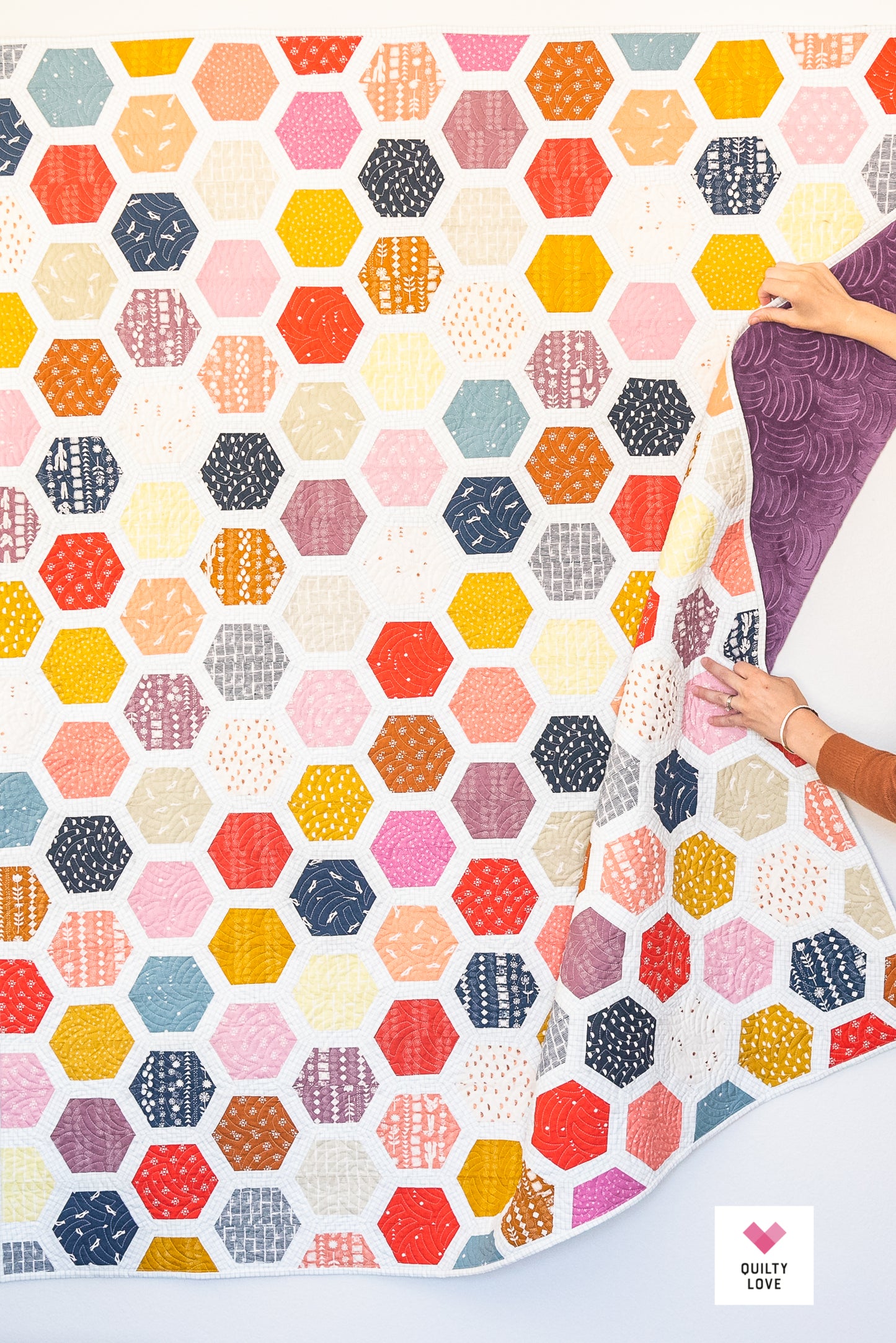 Hexie Framed PAPER Quilt Pattern