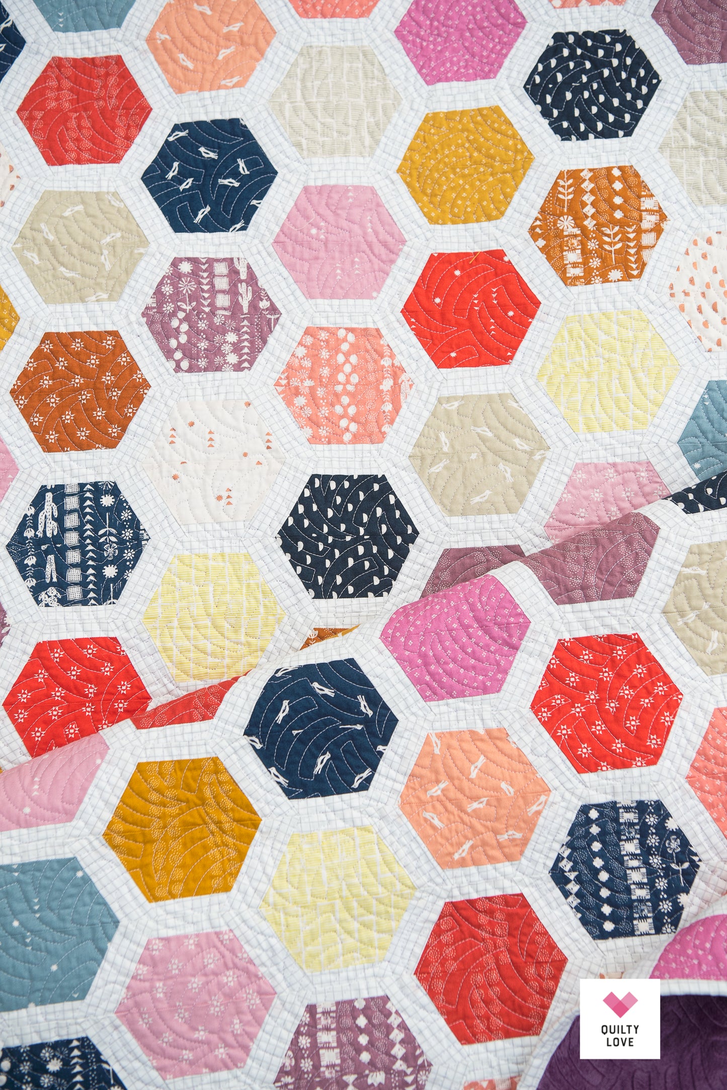 Hexie Framed PAPER Quilt Pattern