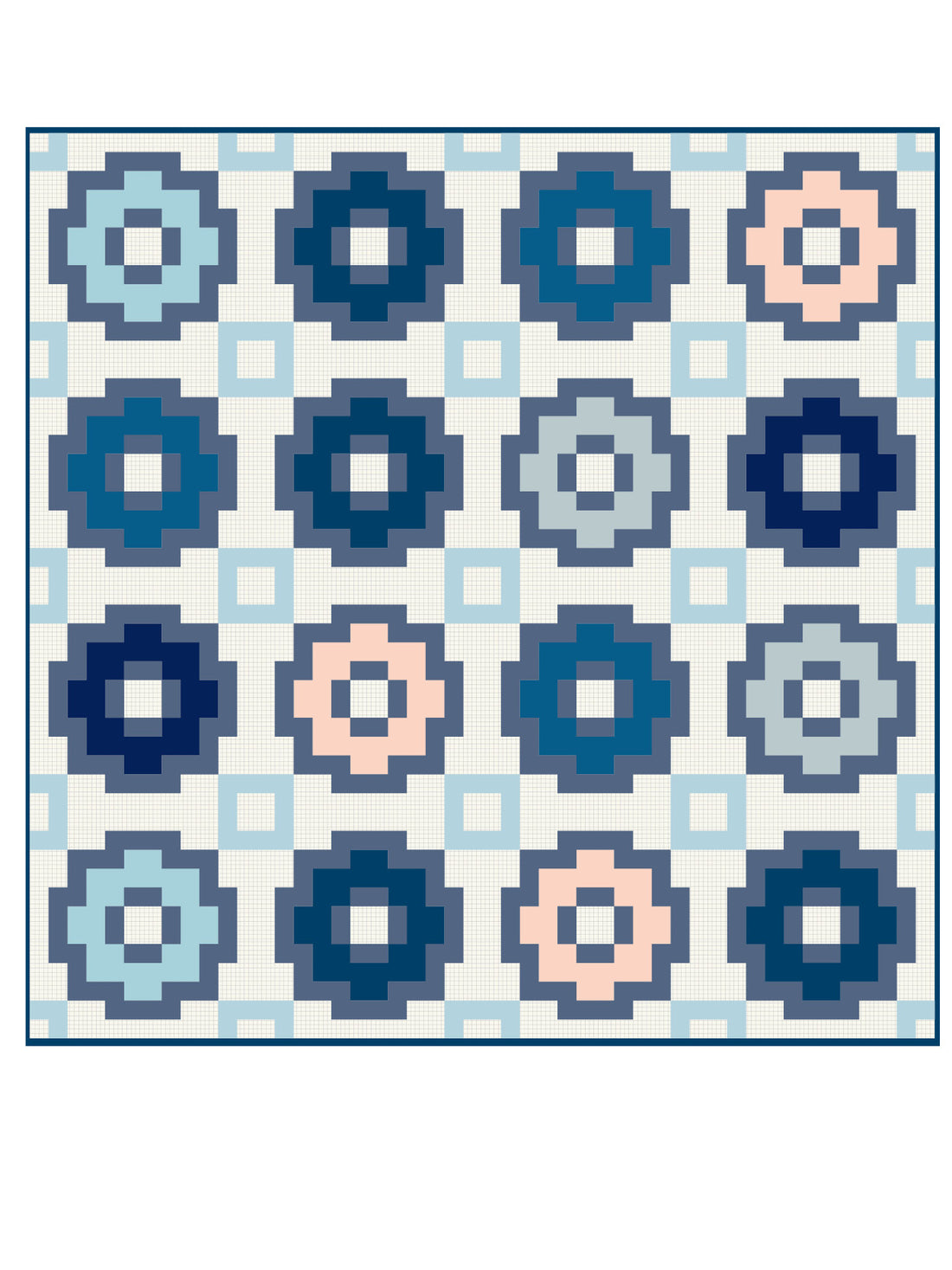 City Tiles quilt in blue solids