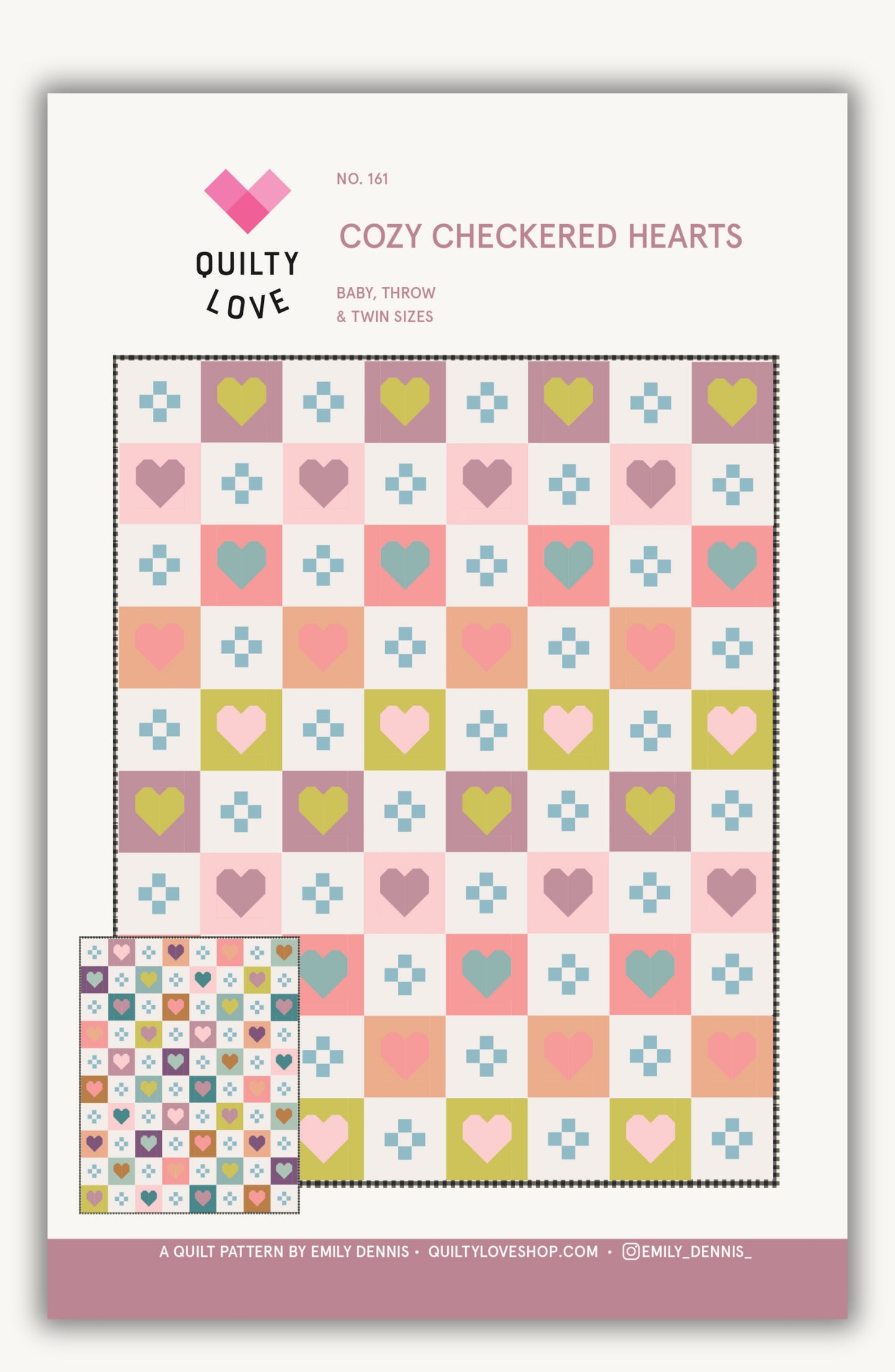 Cozy Checkered Hearts PAPER Quilt Pattern