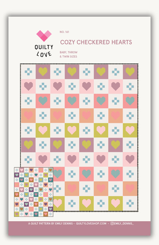 Cozy Checkered Hearts PAPER Quilt Pattern
