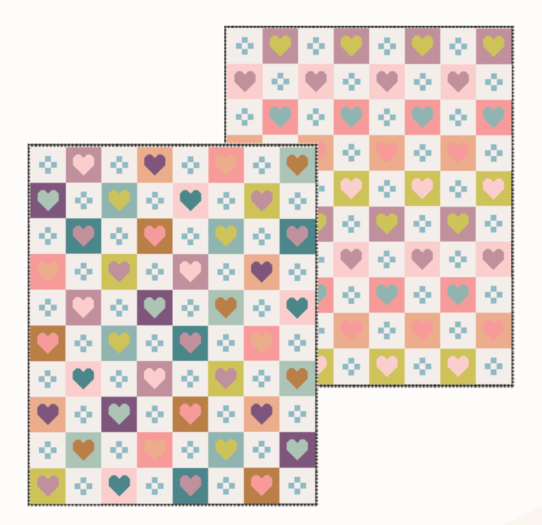 Cozy Checkered Hearts PAPER Quilt Pattern