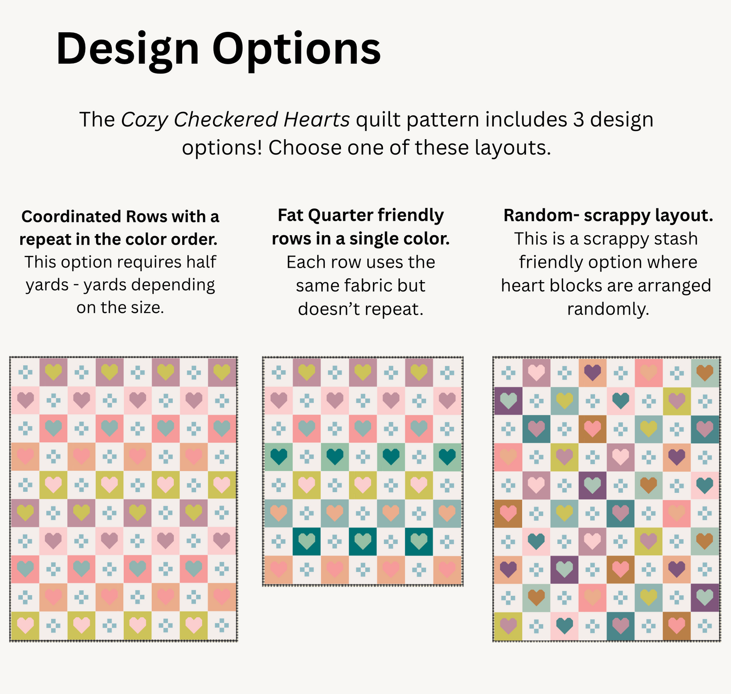 Cozy Checkered Hearts PAPER Quilt Pattern