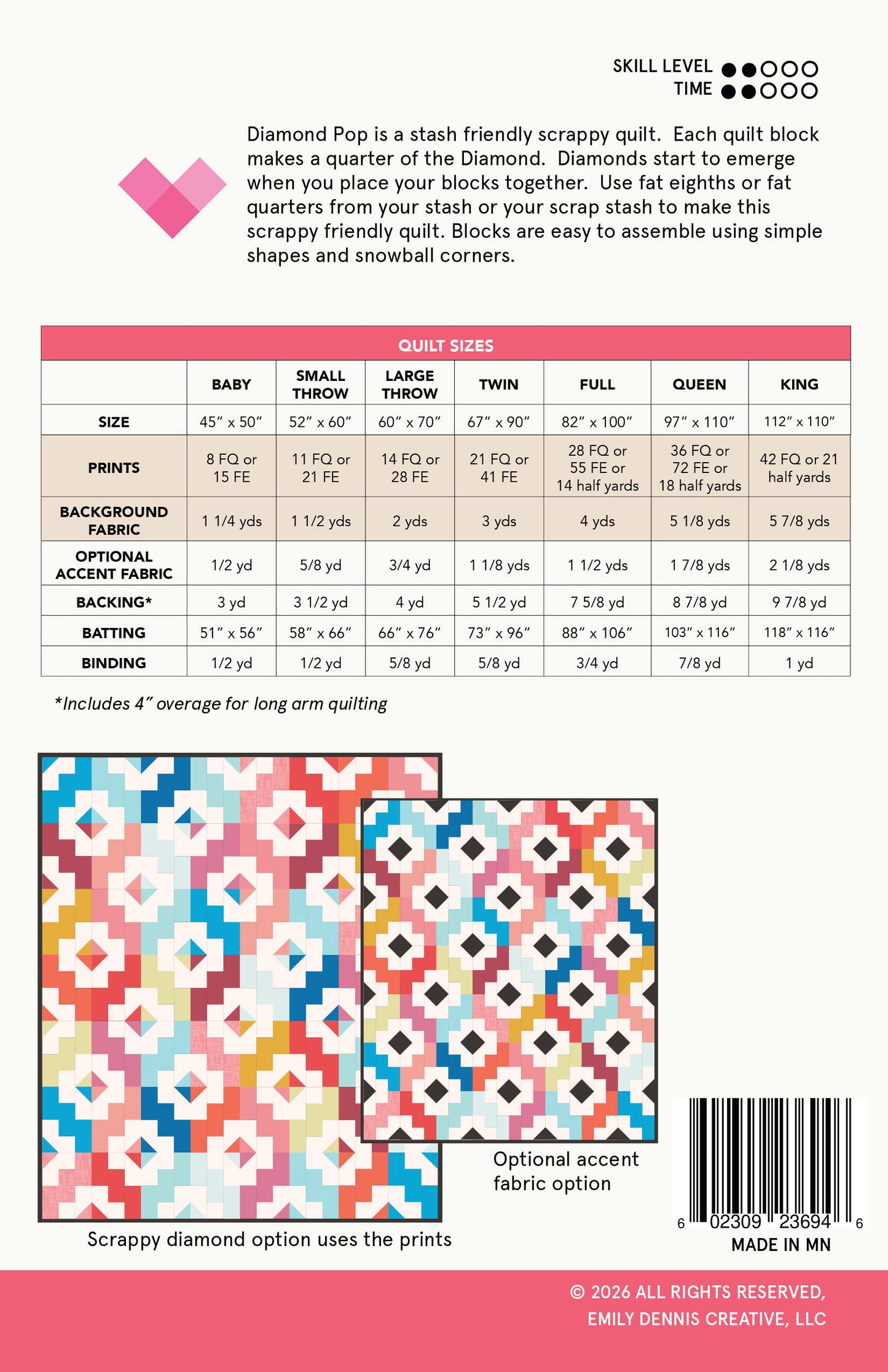 Diamond Pop PAPER Quilt Pattern