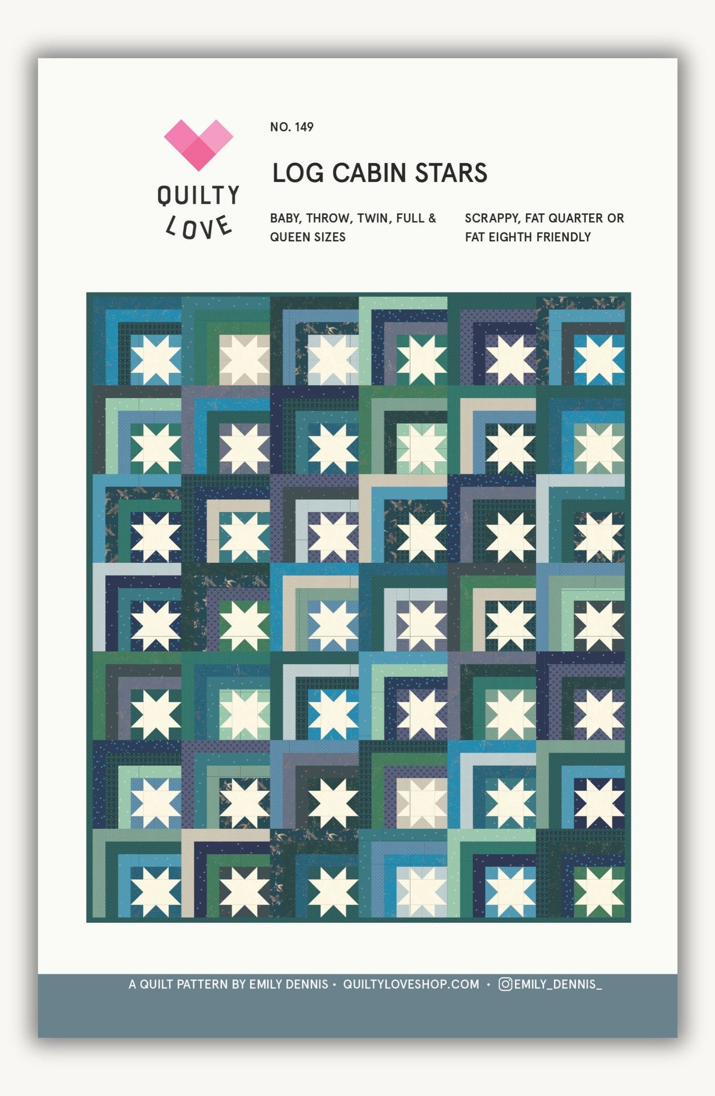 Log Cabin Stars-PRINTED PAPER PATTERN