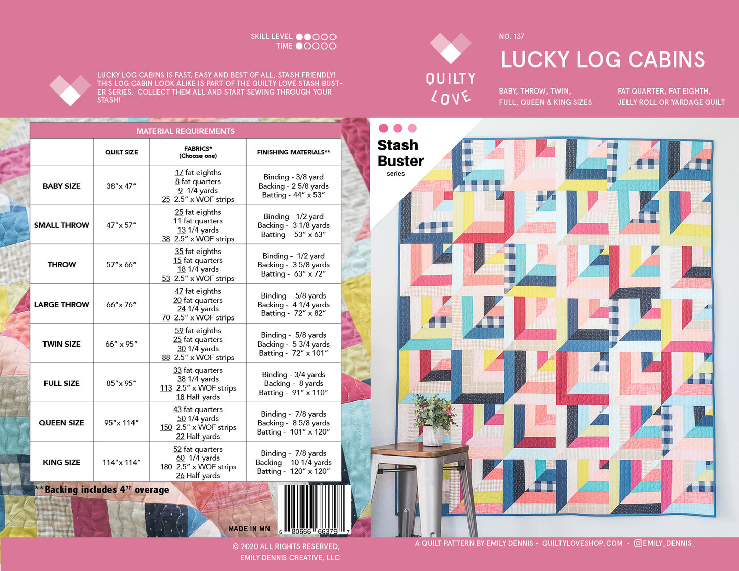 JELLY ROLL Quilt Bundle -Jelly Stripes, Happy Scallops & Lucky Log Cabins quilt pattern bundle - Automatic Download