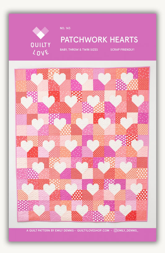 Patchwork Hearts PRINTED Quilt Pattern
