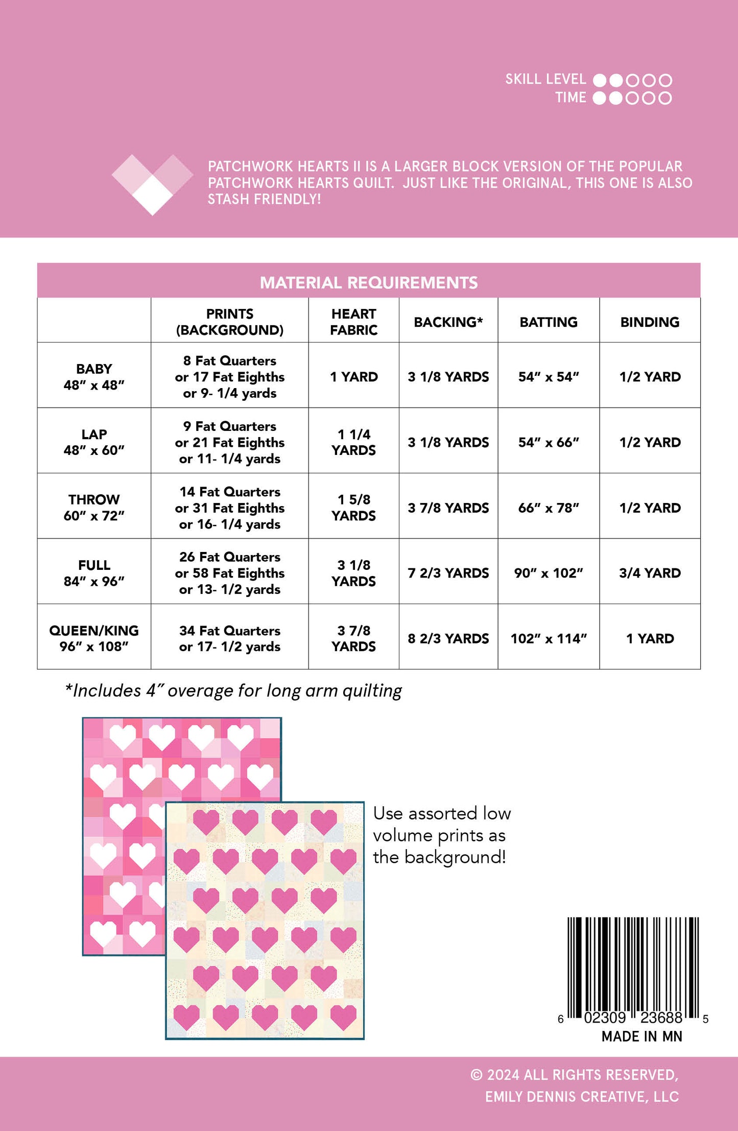 Patchwork Hearts II PRINTED Quilt Pattern