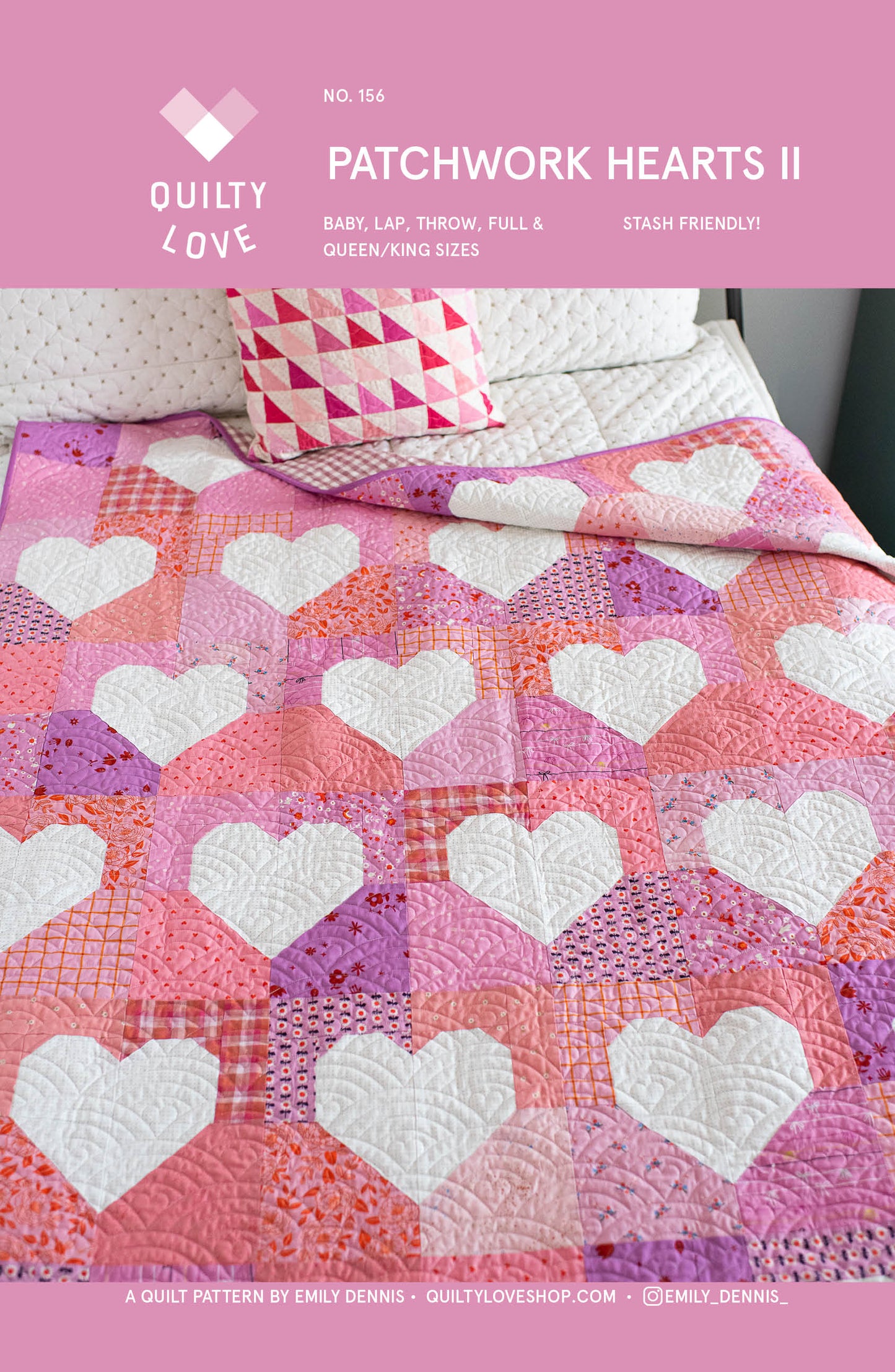 Patchwork Hearts II PRINTED Quilt Pattern