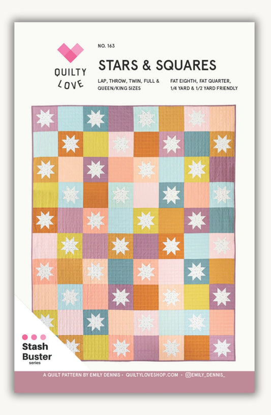 Stars and Squares PRINTED Quilt Pattern