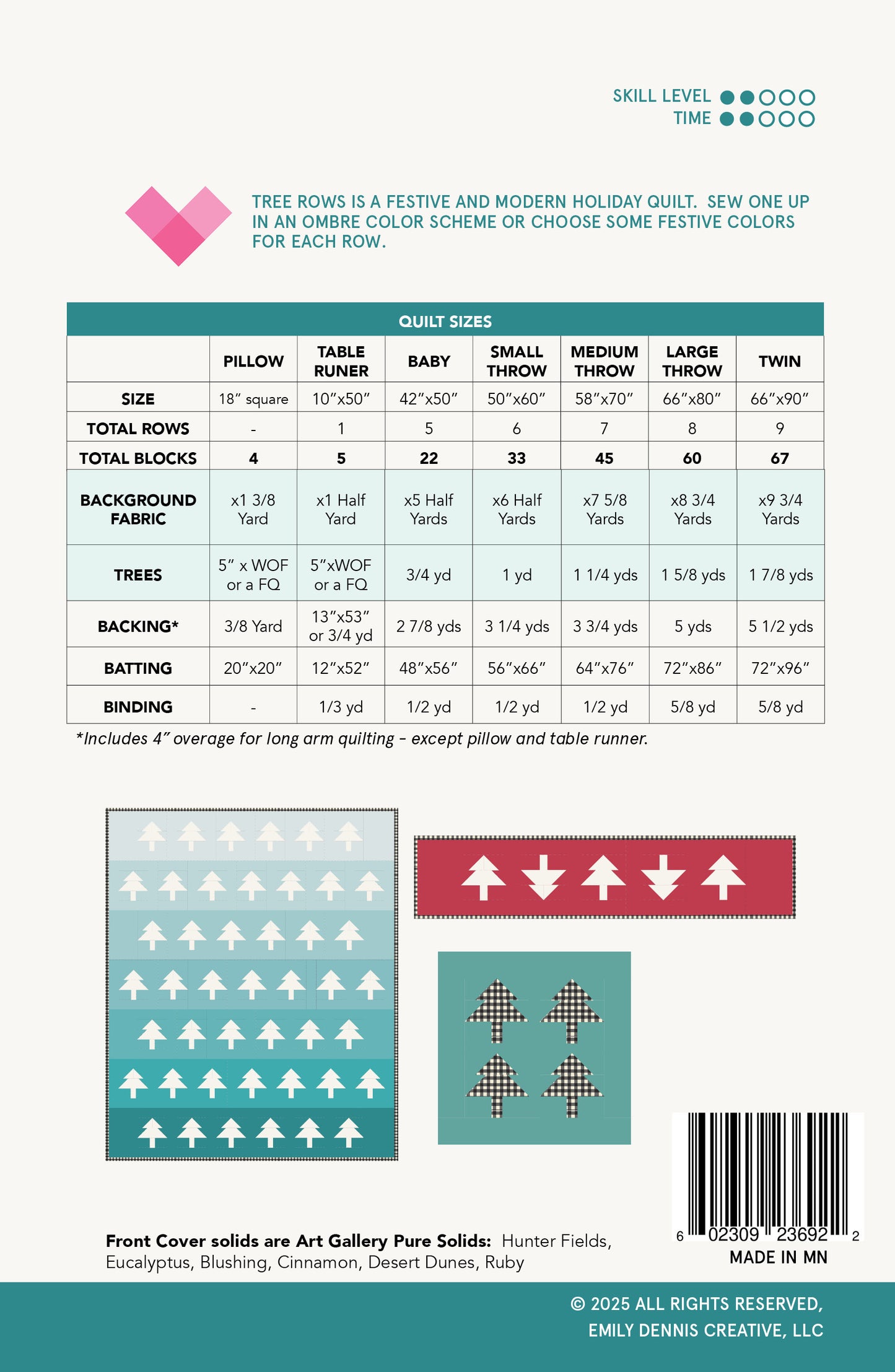 Tree Rows PAPER Quilt Pattern