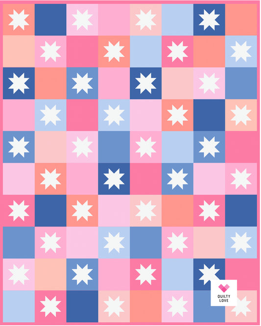 Stars & Squares Quilt Kit -Bella Solids - Throw