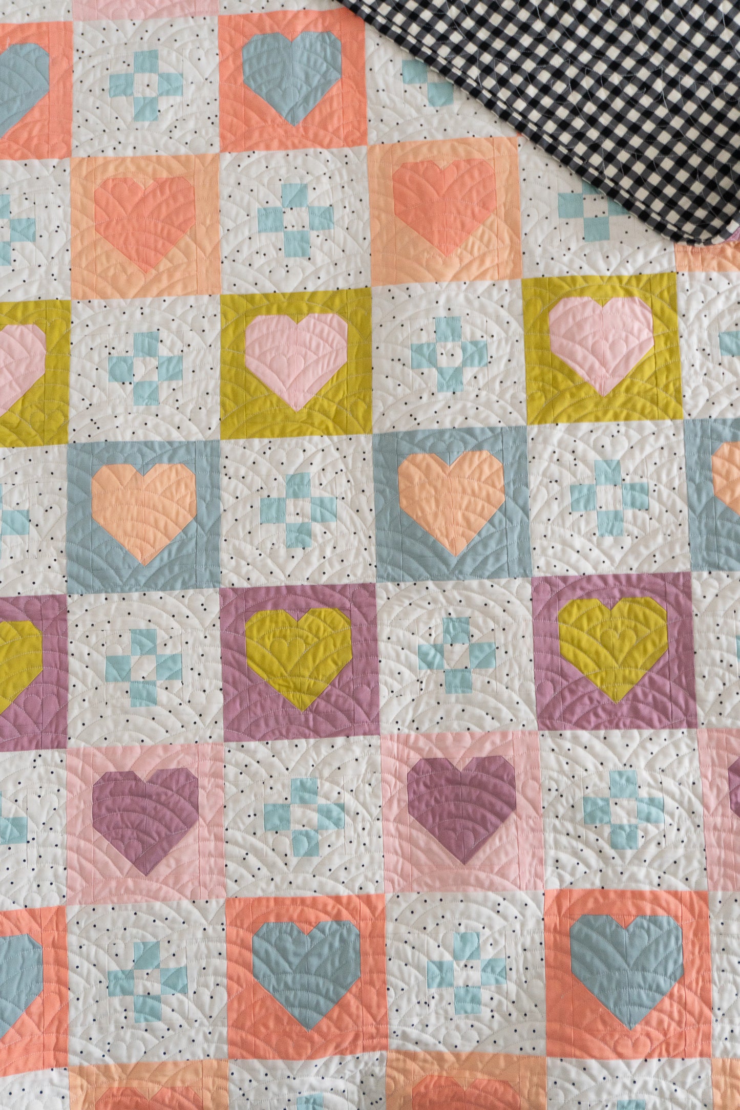 Cozy Checkered Hearts Quilt Kit -AGF Solids - Large Throw-Includes binding -does not include backing