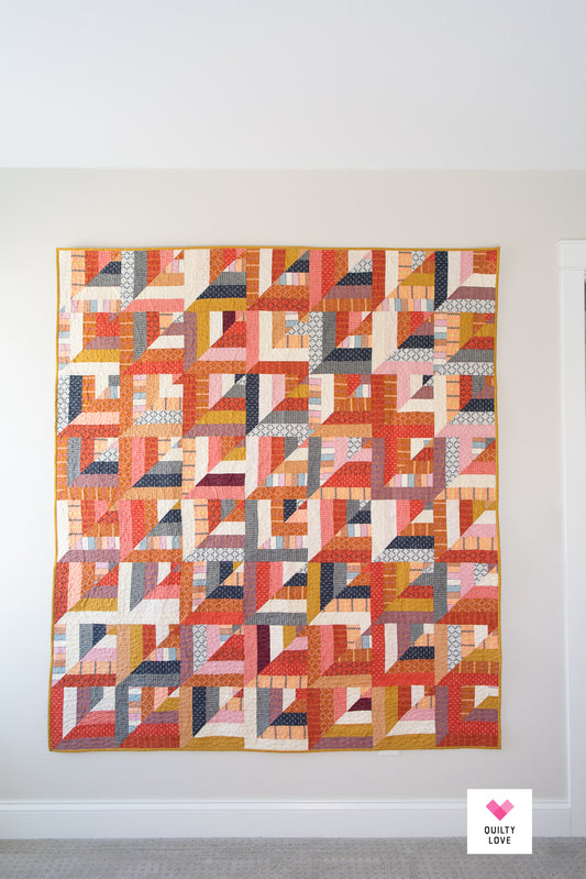 Lucky Log Cabins Ruby Star Warp and Weft handmade quilt