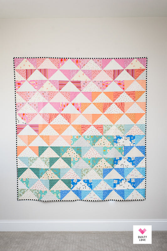 Patchwork Flying Geese Scrappy handmade quilt