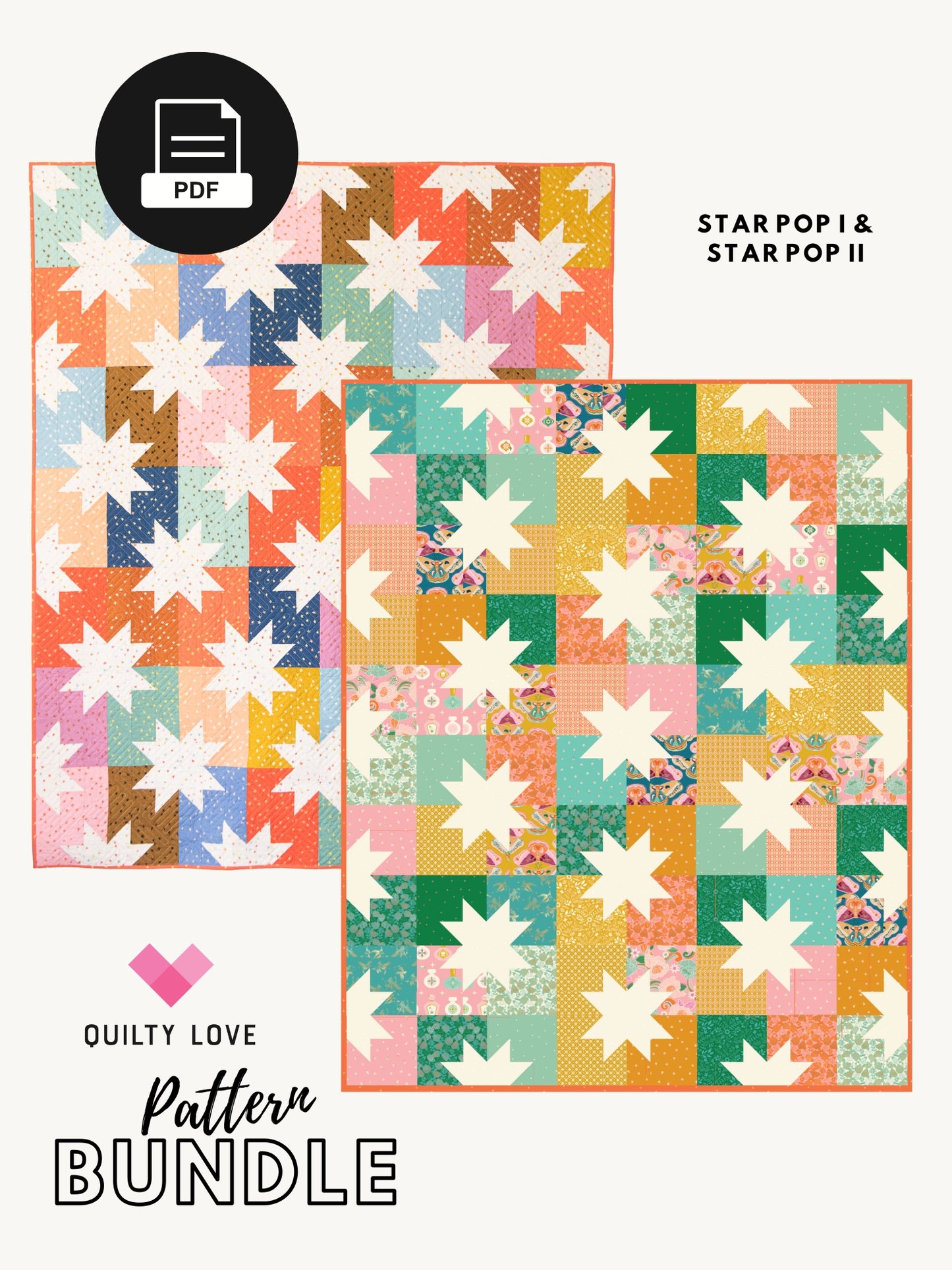 STAR POP BUNDLE -Star Pop I and Star Pop II PDF quilt pattern bundle - Automatic Download