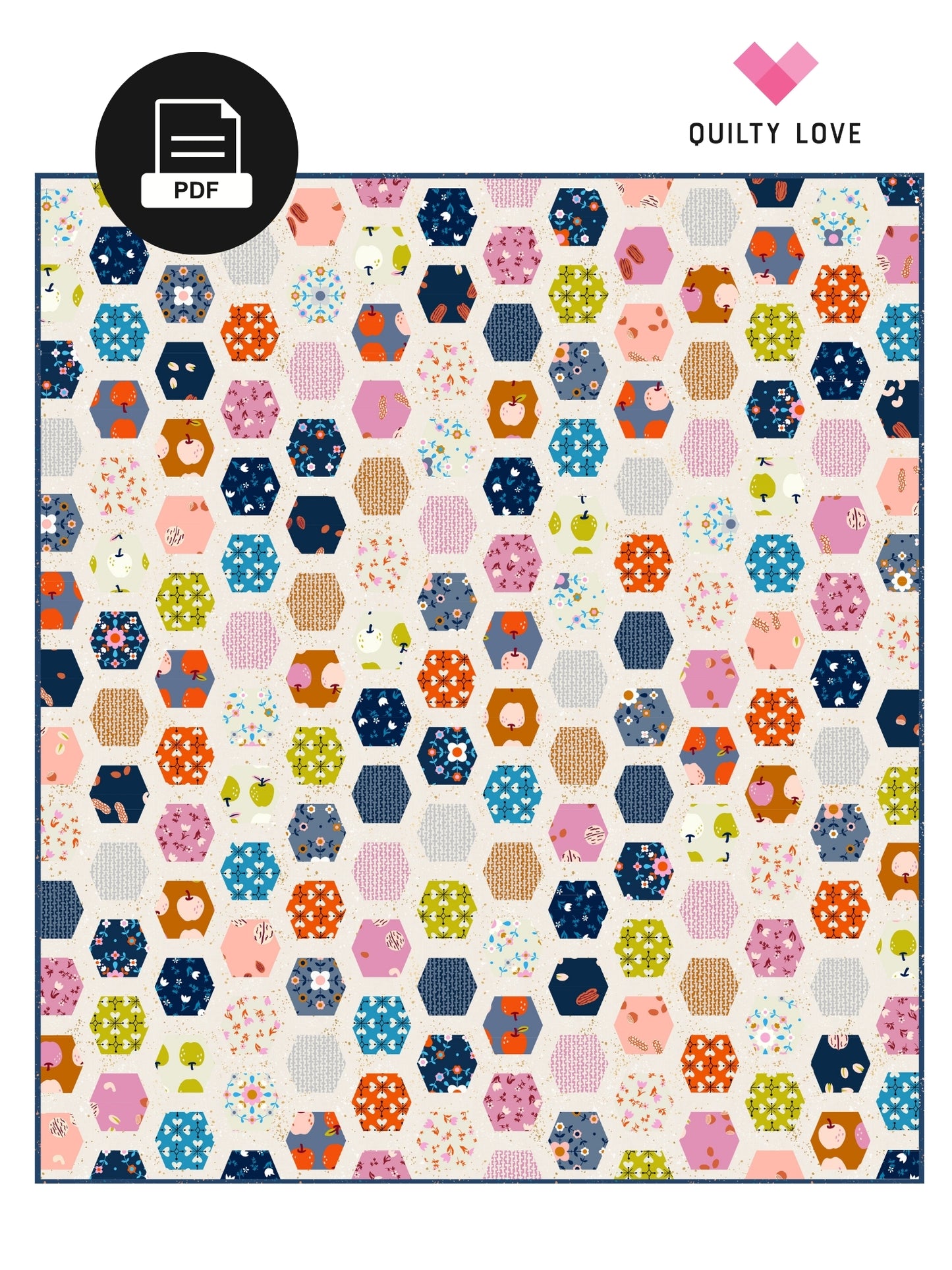 Hexie Framed PDF Quilt Pattern