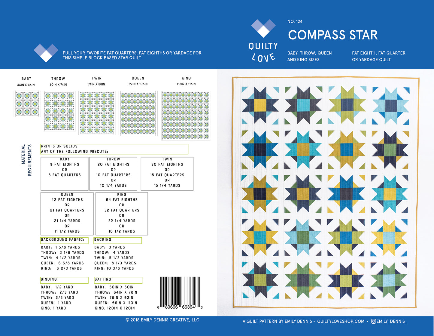Compass Star PAPER Quilt Pattern