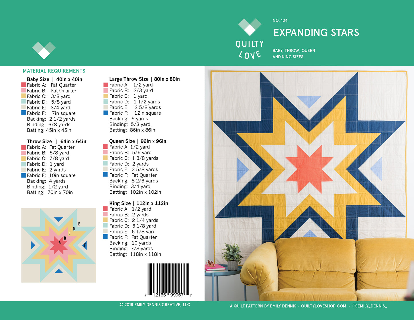 Expanding Stars PDF quilt pattern