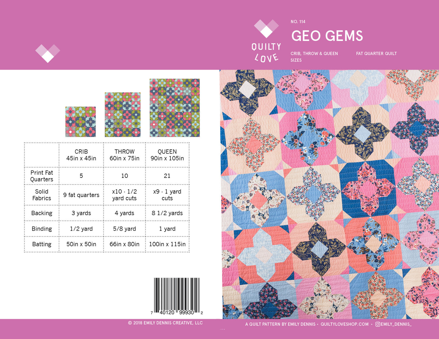 Geo Gems PAPER Quilt Pattern
