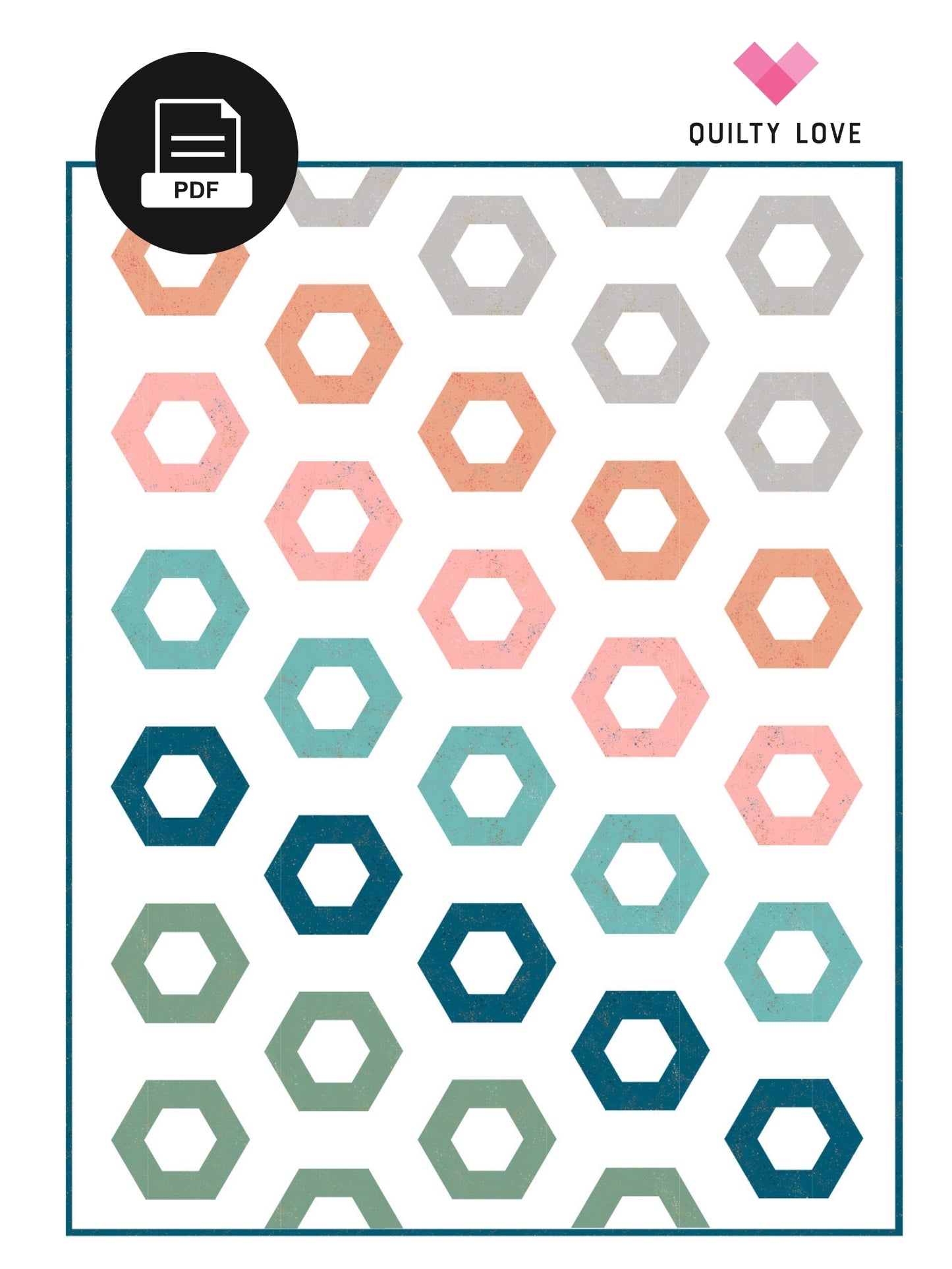 Hexie Rows PDF Quilt Pattern - Digital Download