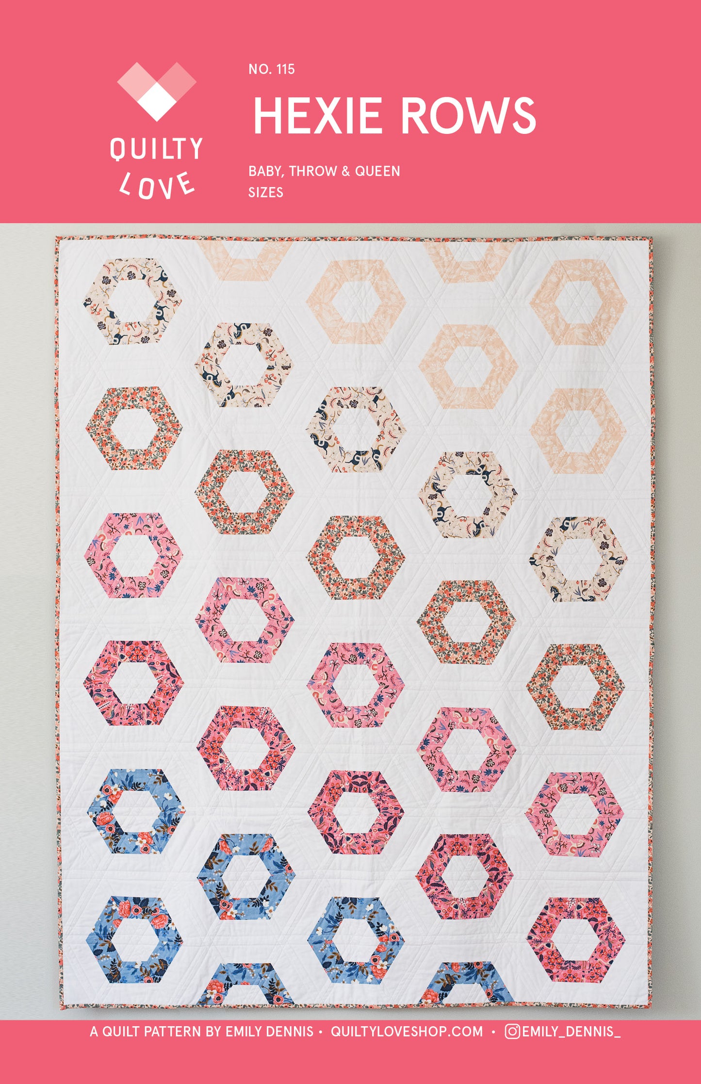 Hexie Rows PDF Quilt Pattern - Digital Download