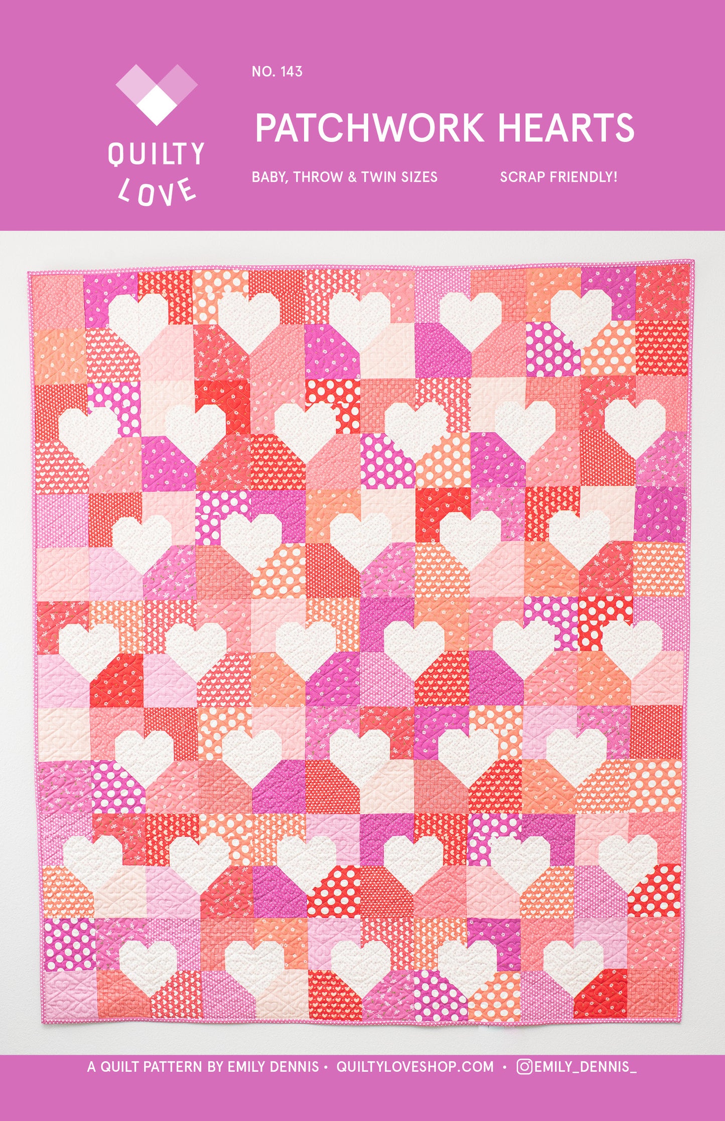 Patchwork Hearts PRINTED Quilt Pattern