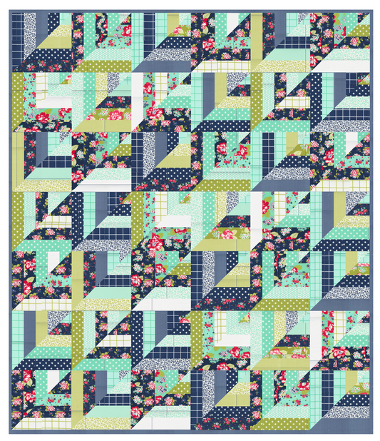 Lucky Log Cabins Quilt Kit - One Fine Day - Cools