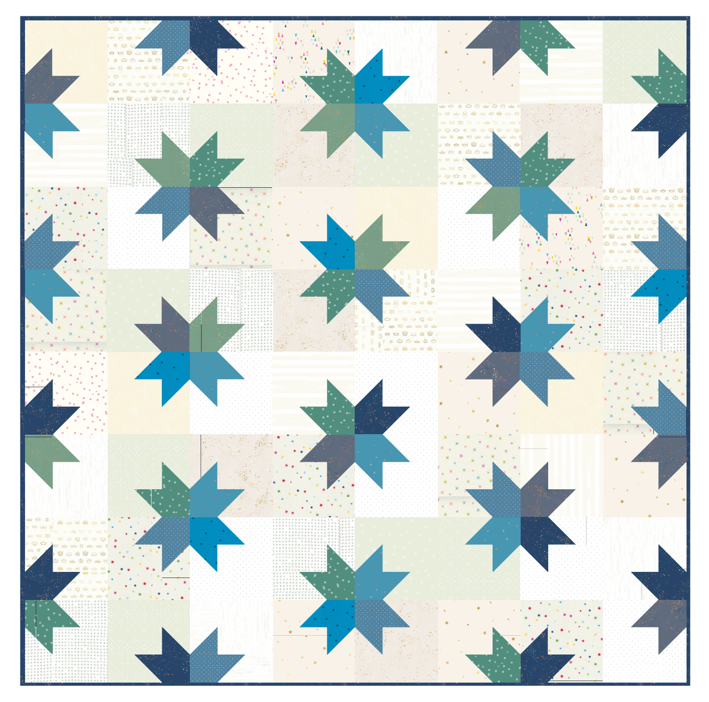 Star Pop II quilt kit - Square throw - Scrappy