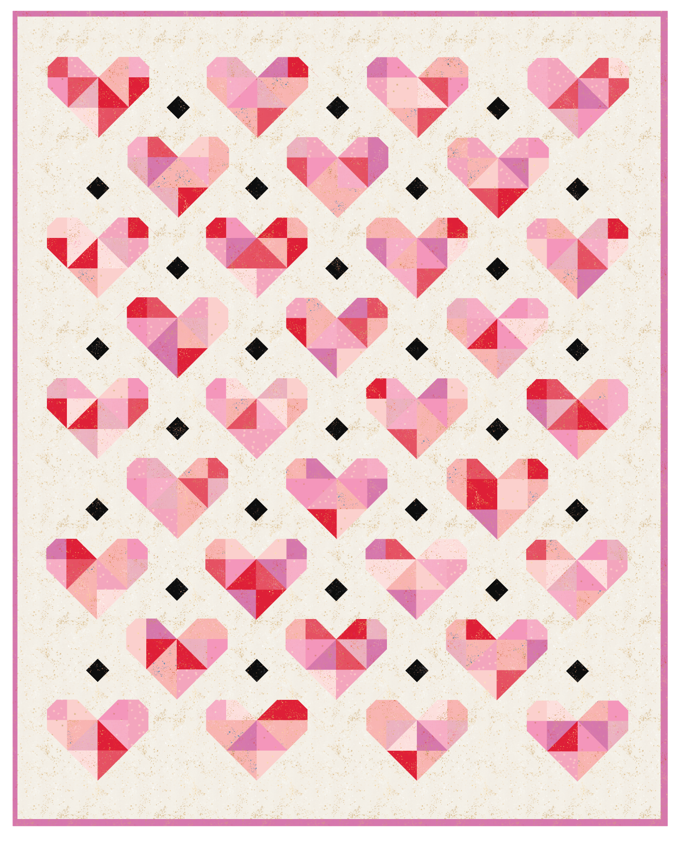 Heart Gems Quilt Kit - Ruby Star Society Basics - Speckled background