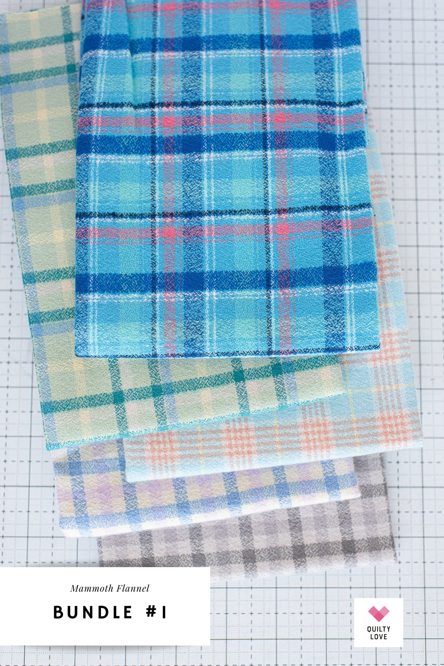 Fat Quarter bundle of Mammoth Junior Flannels - 5 Fat Quarters