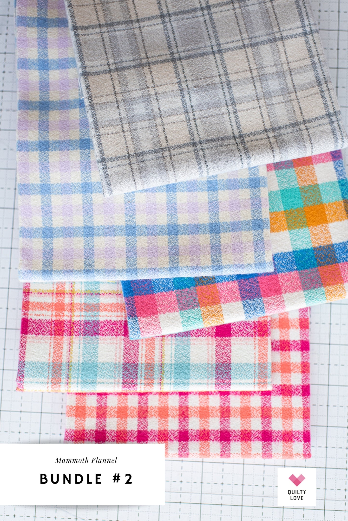 Fat Quarter bundle of Mammoth Junior Flannels - 5 Fat Quarters